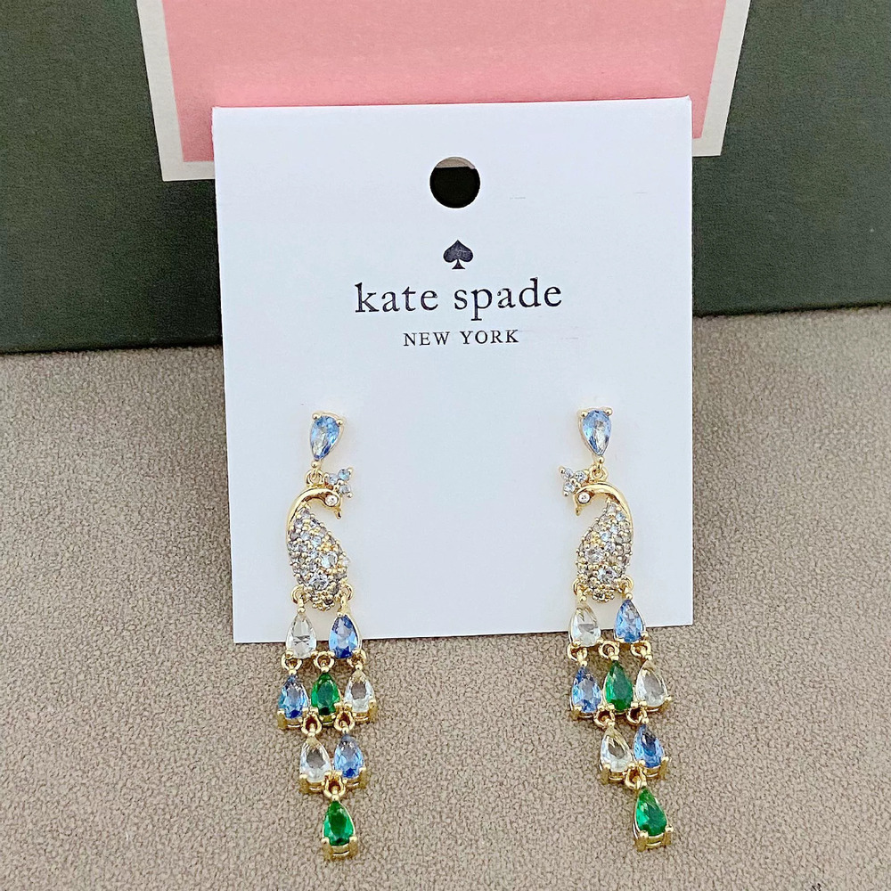 kate spade Full CZ Peacock Tassel Metal Earrings